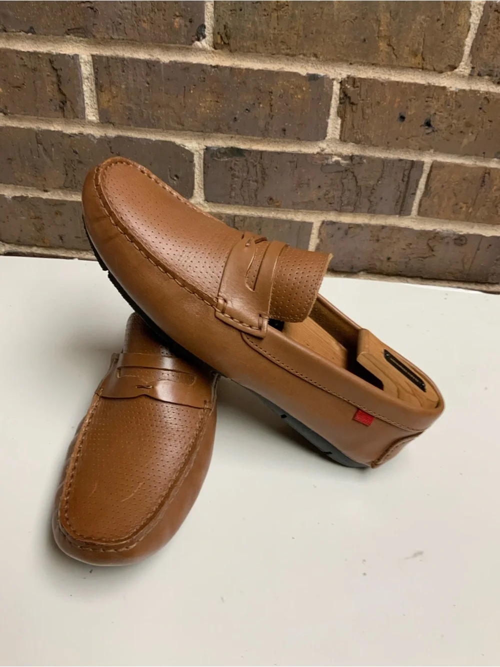 Men's Cognac Slip-On Penny Loafers